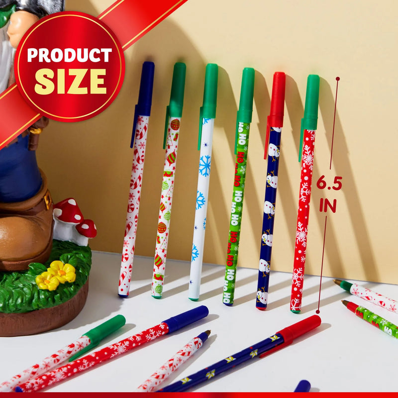 48 PCS Christmas Stick Pens Set Holiday Color Press Ballpoint Pens