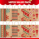 48 Christmas Kraft Gift Bags 7in x 9in x 3.5in for Gifts Party Supplies