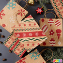 48 Christmas Kraft Gift Bags 7in x 9in x 3.5in for Gifts Party Supplies
