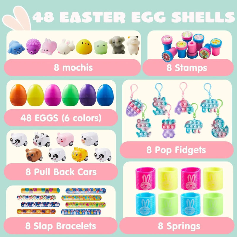 48Pcs Assorted Toys Prefilled Easter Eggs 2.4in