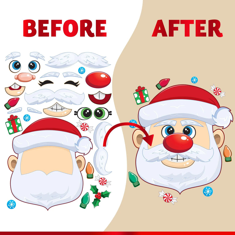 48 Pcs Christmas Make A Face Sticker, Xmas Stickers