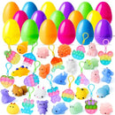 48Pcs Prefilled Easter Eggs with Assorted Toys, Filled with Mochi and Pop Bubble