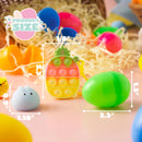 48Pcs Prefilled Easter Eggs with Assorted Toys, Filled with Mochi and Pop Bubble