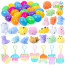 48Pcs Prefilled Easter Eggs with Assorted Toys, Filled with Mochi and Pop Bubble