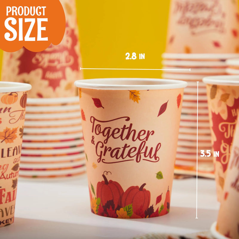 48 Pcs Thanksgiving Disposable Cups, 9 oz Pumpkin Maple Leaves