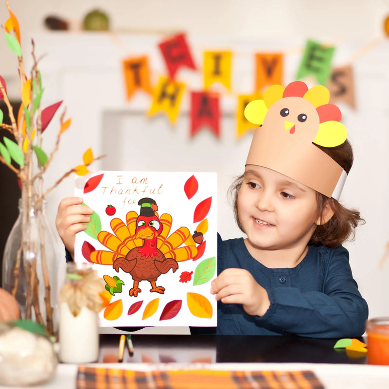 48Pcs Thanksgiving Make A Face Sticker Thanksgiving Decoration Craft Kit