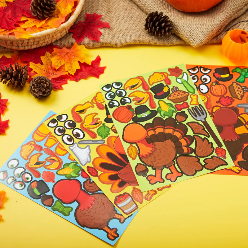 48Pcs Thanksgiving Make A Face Sticker Thanksgiving Decoration Craft Kit