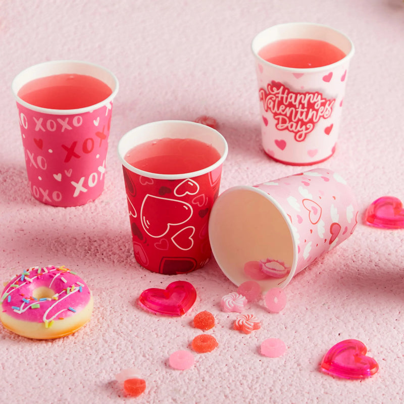 48Pcs Valentine’s Day Disposable Cups Party Supplies 9 oz Paper Cocoa Cups