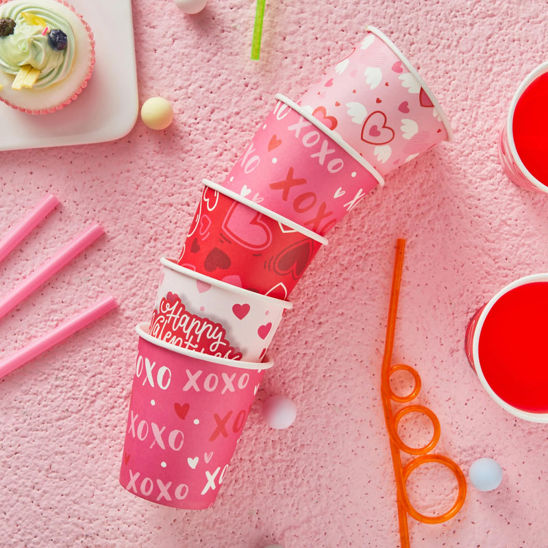 48Pcs Valentine’s Day Disposable Cups Party Supplies 9 oz Paper Cocoa Cups