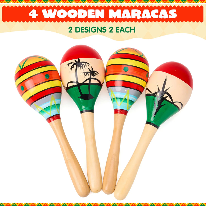 4 Pcs Cinco De Mayo Wooden Maracas for Kids