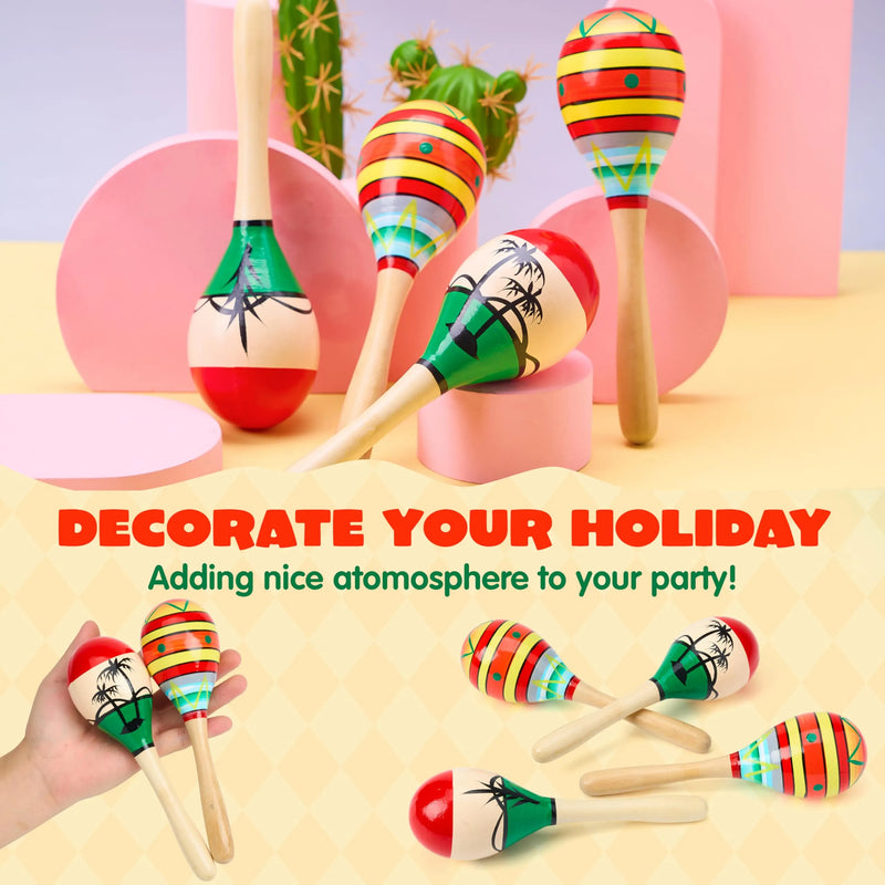 4 Pcs Cinco De Mayo Wooden Maracas for Kids