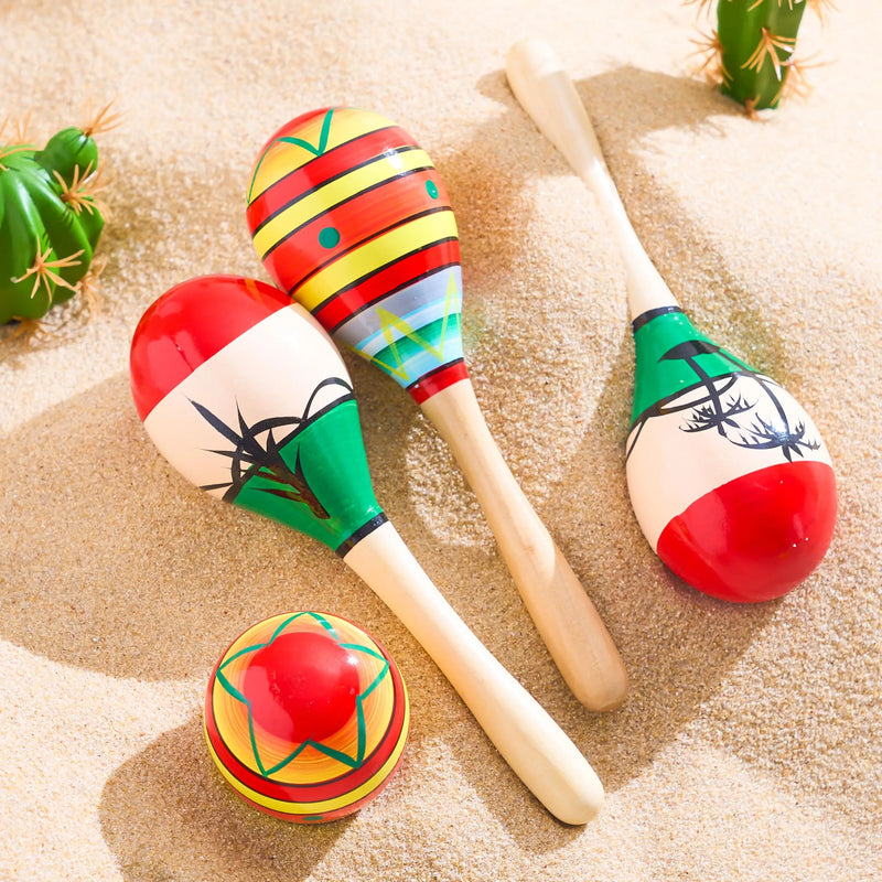 4 Pcs Cinco De Mayo Wooden Maracas for Kids