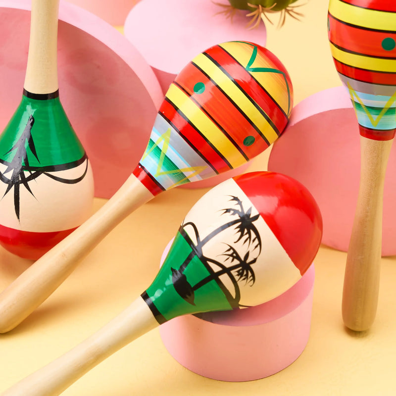 4 Pcs Cinco De Mayo Wooden Maracas for Kids