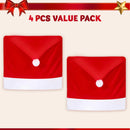 4Pcs Christmas Chair Cover, Red Santa Hat Chair Slipcovers