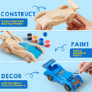 4Pcs DIY Wooden Race Cars Easy to Assemble Arts Crafts Kit