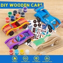 4Pcs DIY Wooden Race Cars Easy to Assemble Arts Crafts Kit