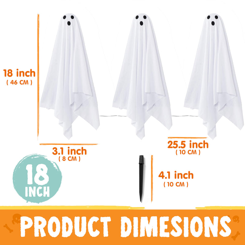 3Pcs Halloween Decorations Outdoor Ghosts Pathway Lights