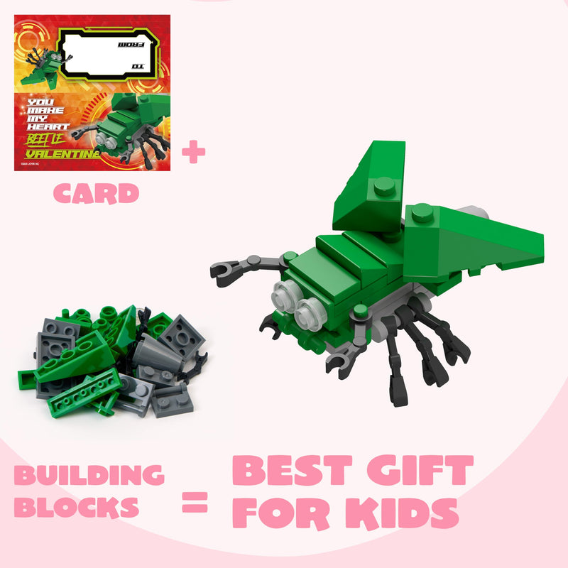 24 Packs Valentines Day Cards with Animal Building Blocks for Gifts Party Favor