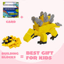 24 Packs Valentines Day Cards with Dinosaur Building Blocks for Gifts Party Favor