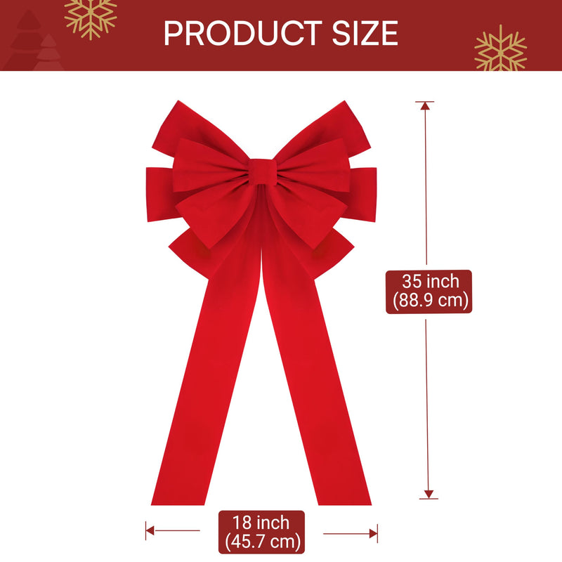 1PCS Extra Large Red Velvet Bow for Christmas 35" x 18"