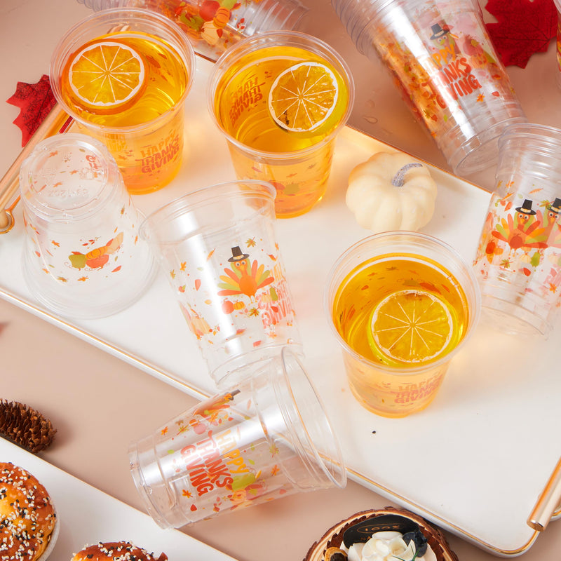 50 Pcs Thanksgiving Plastic Cups Disposable