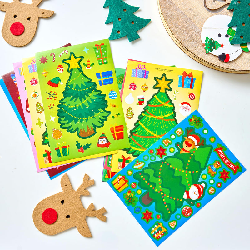 48 Pcs Christmas Sticker Sheets, Christmas Craft Supplies for Kids