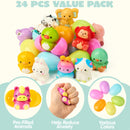 24 Pcs Easter Prefilled Eggs with Animals Squishy Toys