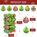 30 Pcs Red and Green Christmas Ball Ornaments Set, 2.36''
