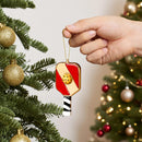 Christmas Pickleball Paddle Glass Small Ornament