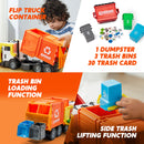 Large Friction Powered Garbage Truck Toy Set - Orange