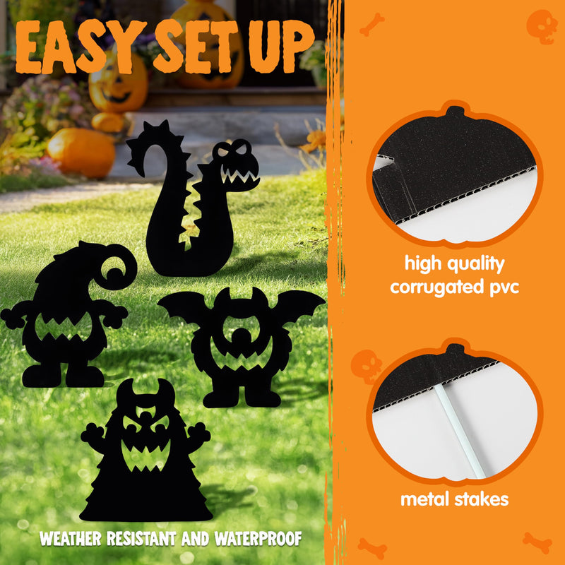 6Pcs Monster Yard Stakes Halloween Lawn Decorations