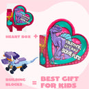 12 Packs Valentines Dinosaur Building Blocks Toys with Heart Boxes for Valentine Party Favors