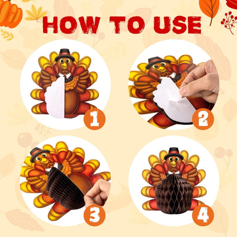 9 Pcs Thanksgiving Honeycomb Decorations Set