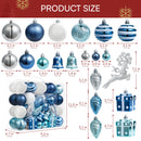 66 Pcs Christmas Balls Ornaments Set (Light Blue)