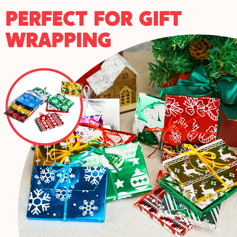 12 PCS Gift Card Boxes, Christmas Fancy Foil Gift Card Boxes with Ribbon