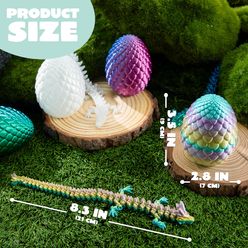 4 Pcs 3D Printed Dragon Eggs with Laser Dragon, Cool Articulated Toys for Kids