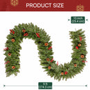 9FT Artificial Christmas Garland with Pine Cones and Red Berries