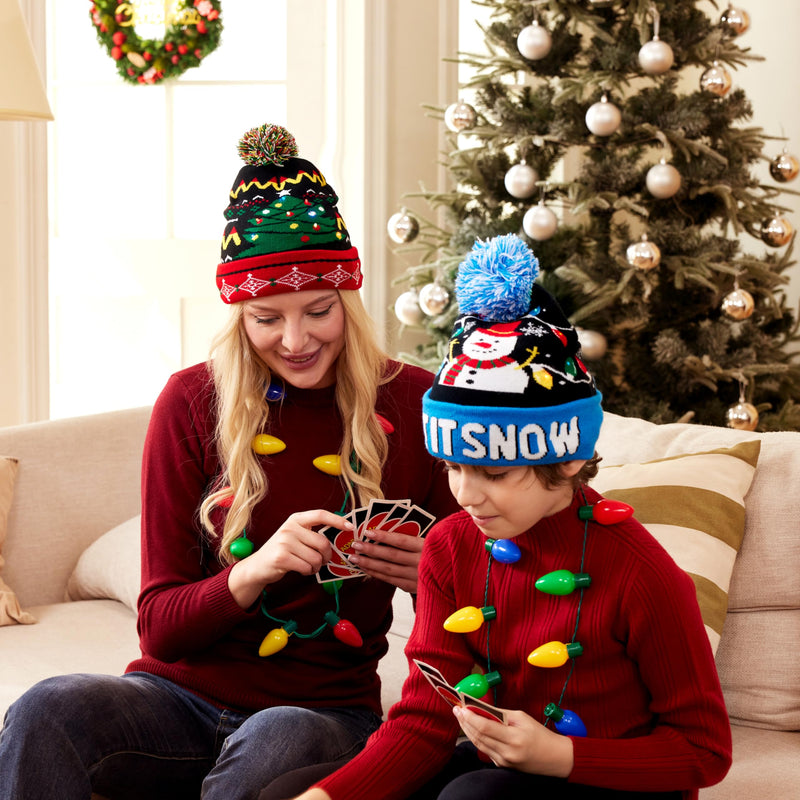 Christmas Hat Light-up Knitted Snowman Beanie Hat