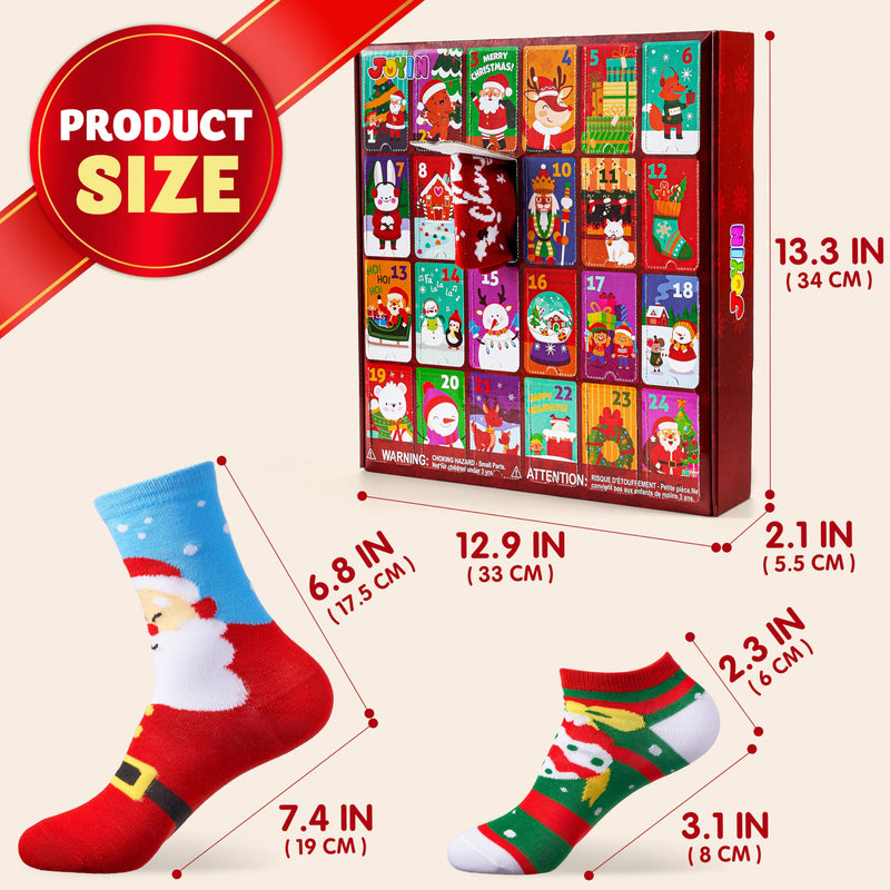 24 Days Christmas Advent Calendar Warm Cotton Socks for Adults