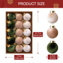 15 Pcs Christmas Velvet Ball Ornaments Set, 2.36'' Green Brown Neutral