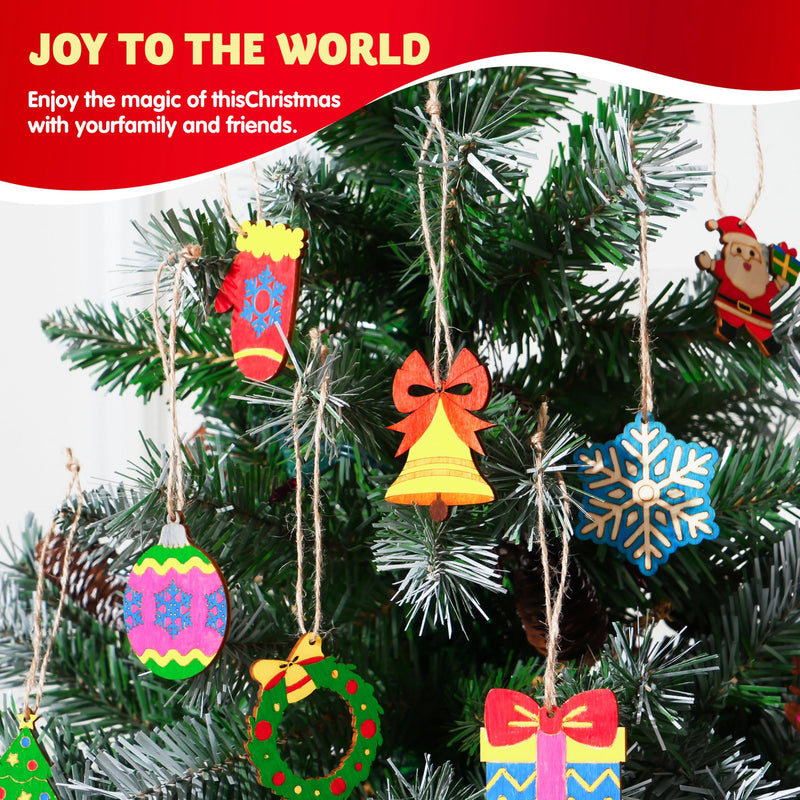 36 Pcs Christmas Wooden Hanging Ornaments Craft Kits