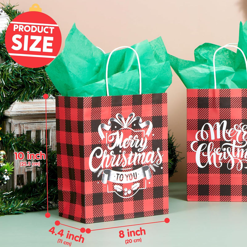 18 PCS Christmas White Kraft Bags with Handles