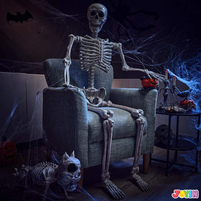 5.6ft Halloween Posable Life Size Skeleton Full Body Realistic Bones with Movable Joints