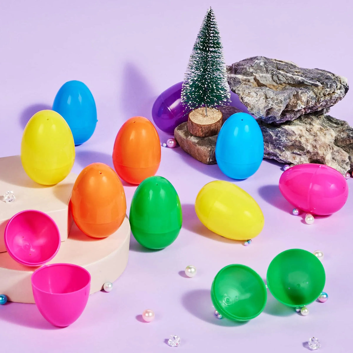 12 PCS Jumbo Easter Eggs 6 Inch Colorful Giant Plastic Easter Eggs Fillable Large