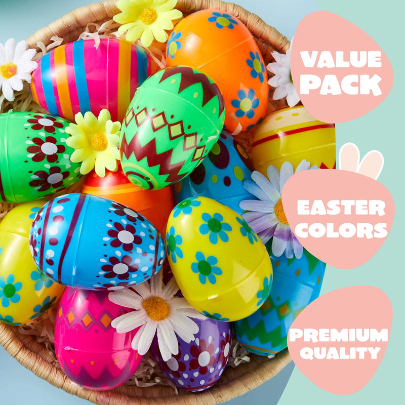 50Pcs 3.15in Fillable Plastic Easter Eggs, Colorful Empty Eggs Bulks for Easter Egg Hunt