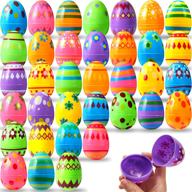 50Pcs 3.15in Fillable Plastic Easter Eggs, Colorful Empty Eggs Bulks for Easter Egg Hunt