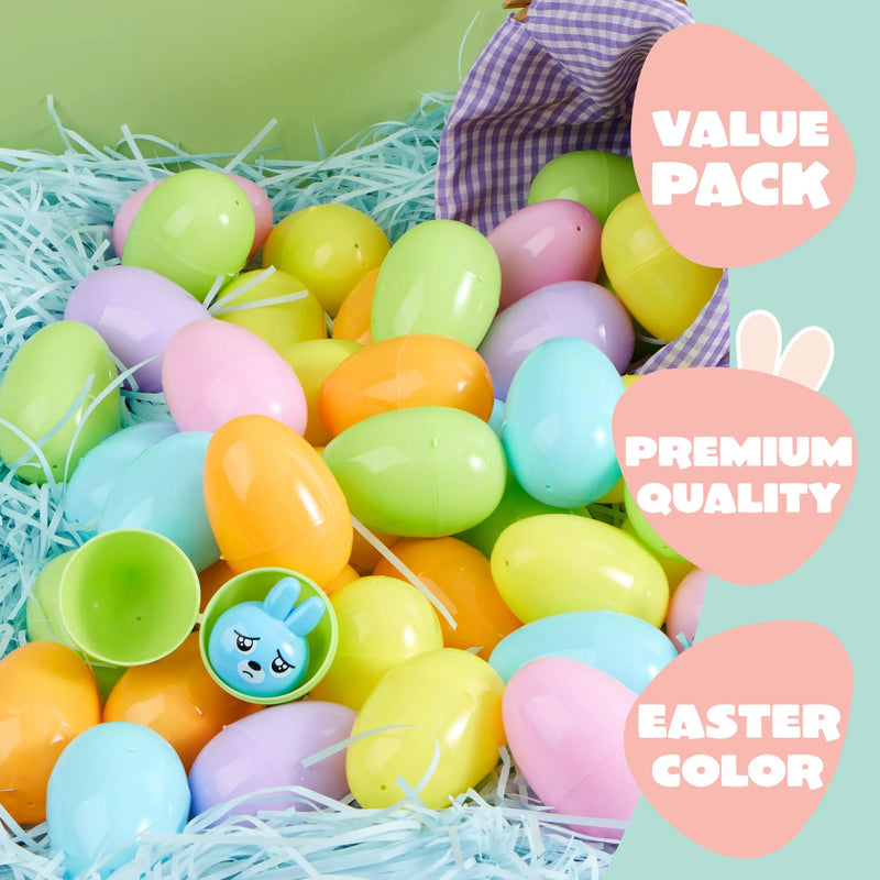 50Pcs 3.15in Pastel Easter Eggs, Empty Easter Eggs Fillable for Easter Hunt