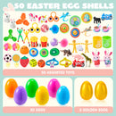 50 Pcs Prefilled Easter Eggs with Toys for Easter Hunt, Basket Stuffers & Party Favors