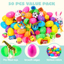 50 Pcs Prefilled Easter Eggs with Toys for Easter Hunt, Basket Stuffers & Party Favors