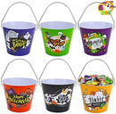 6 Pcs Halloween Trick and Treat Steel Bucket with 6 Designs